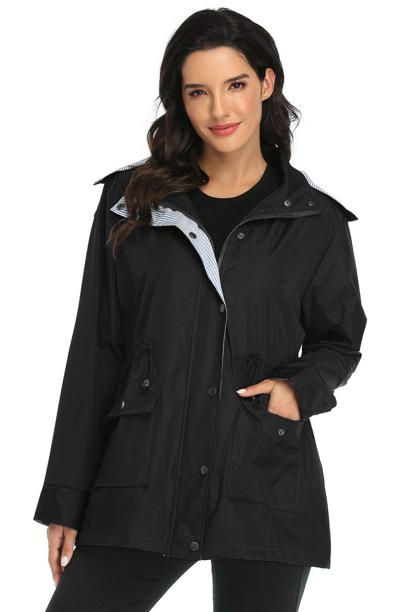 Arthas Women's Lightweight Rain Jacket Waterproof Breathable Raincoat with Hood Active Outdoor Hooded Windbreaker Trench Coats - Image 3